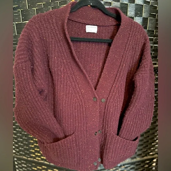 Frank and Oak lambswool burgundy red sweater size: XL - Picture 3 of 8